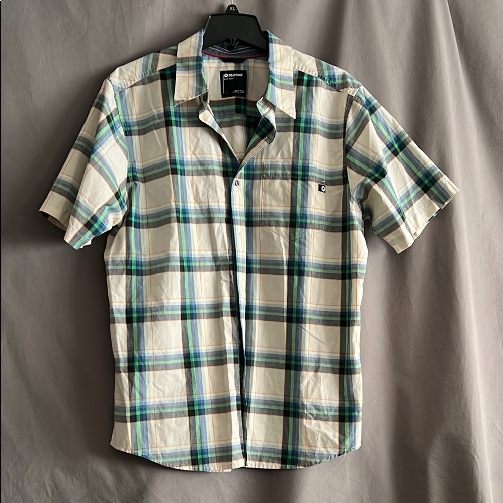 Marmot Blue and Green Casual Button Down Shirt